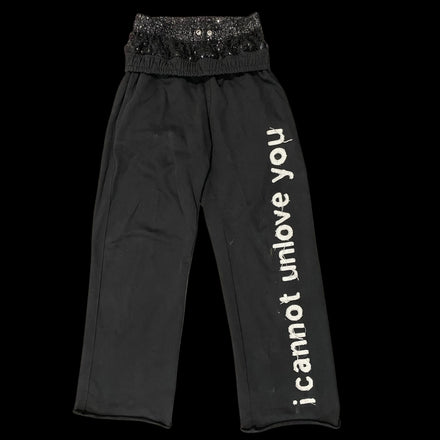 icannotunloveyou double waisted sequin sweatpants .